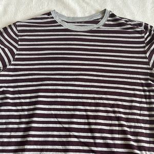 maroon striped shirt